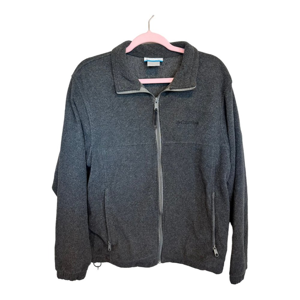 🏔️🧥 Columbia Men's M Medium Charcoal Gray Fleece Jacket - Full Zip Sweatshirt